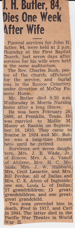 1973ish · John Butler obituary