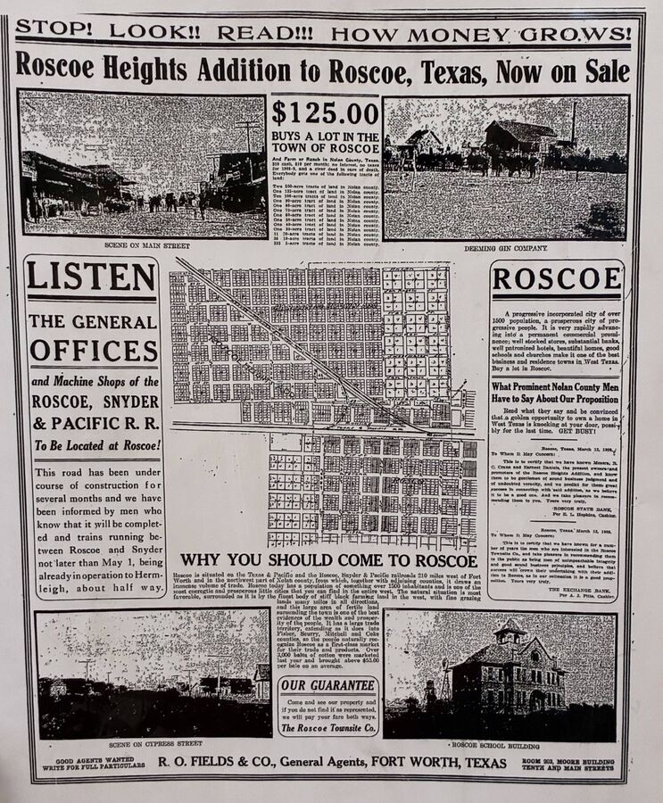 Exaggerated Land Advertisement for Roscoe in · 1908