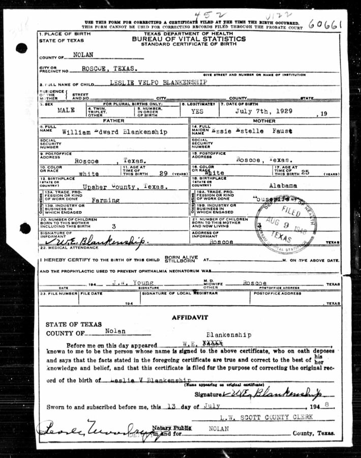 Val Birth Certificate