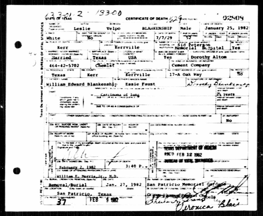 Val Death Certificate